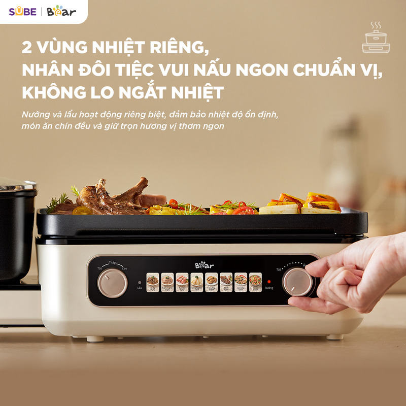 Thiết kế hai vùng nhiệt tiện lợi