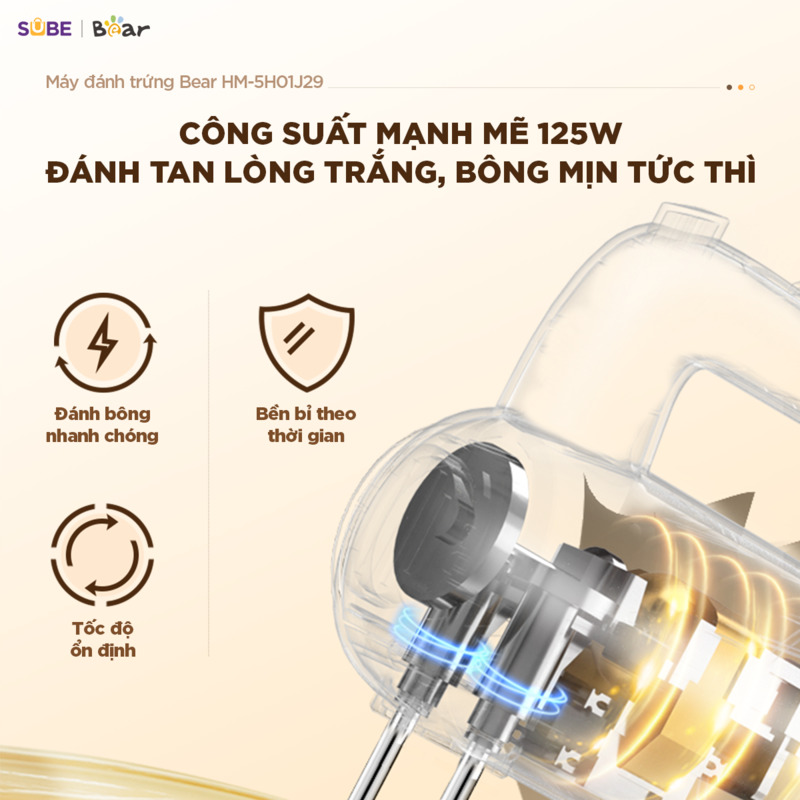 Động cơ 125W mạnh mẽ